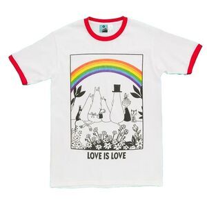 Moomin Unisex Adult Love Is Love T-Shirt / White/Off White